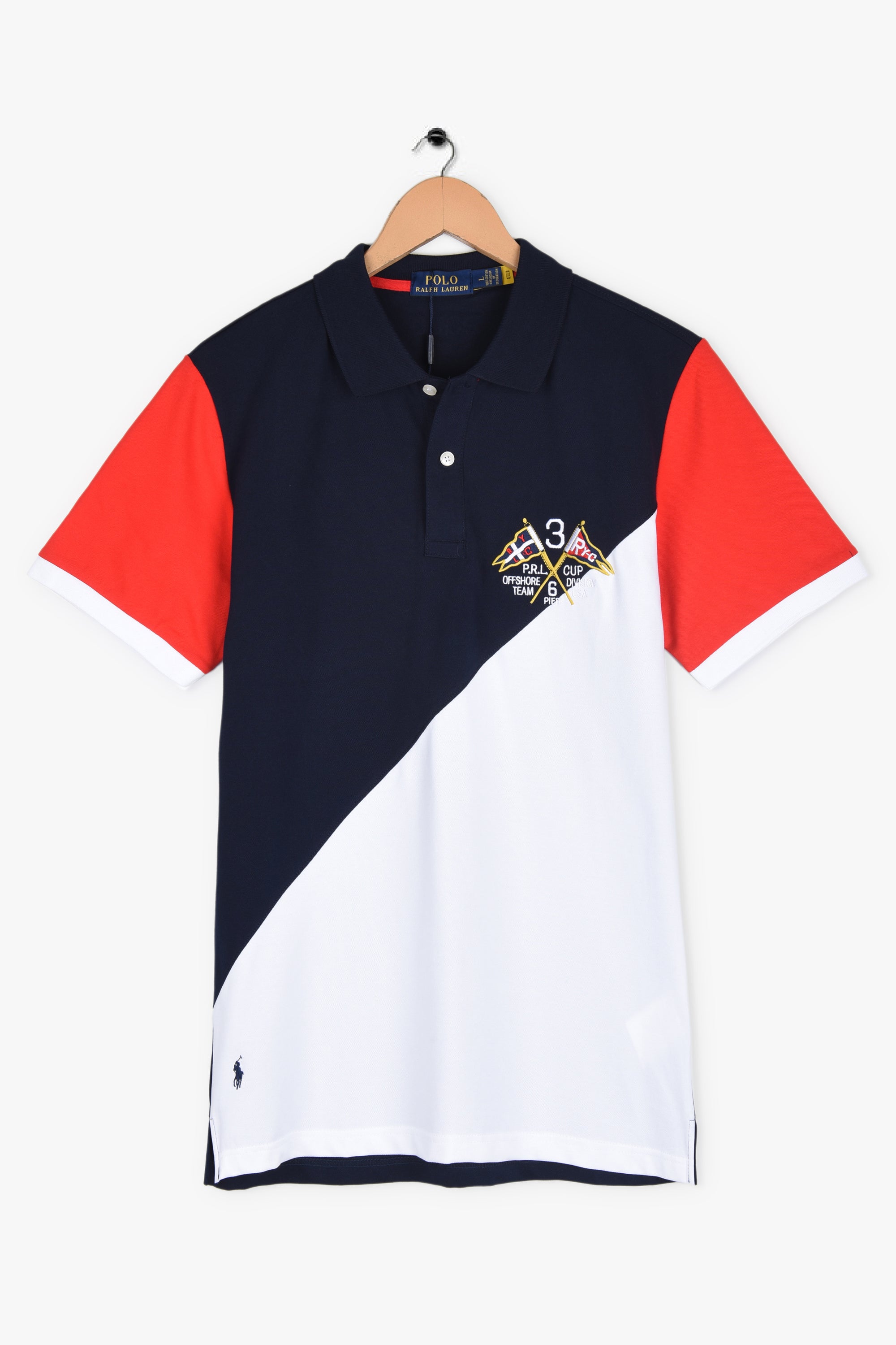 DIAGONAL COLOR BLOCK POLO SHIRT