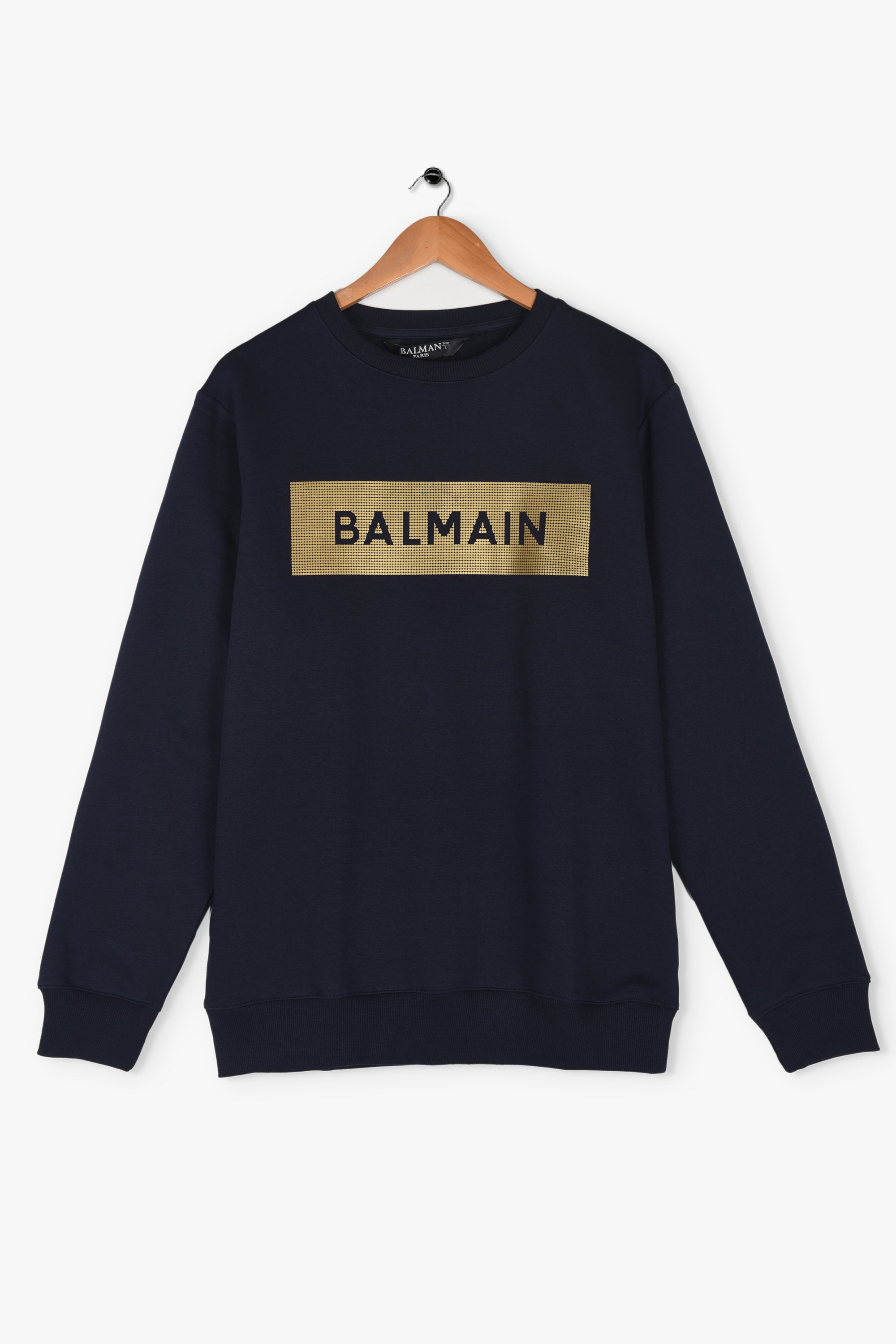 BALMAIN GOLD LOGO SWEATSHIRT (NAVY)