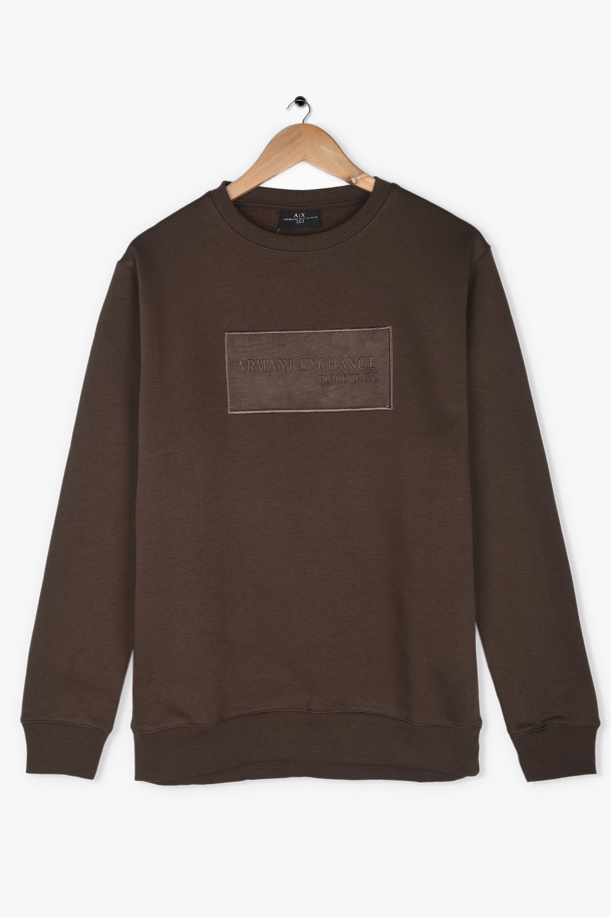 ARMANI SUEDE PATCH FLEECE SWEATSHIRT